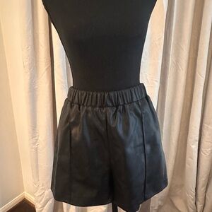 Topshop Black Faux Leather High-Waist Shorts